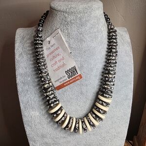 SERRV International Artisan Black and Cream Tribal Statement Necklace